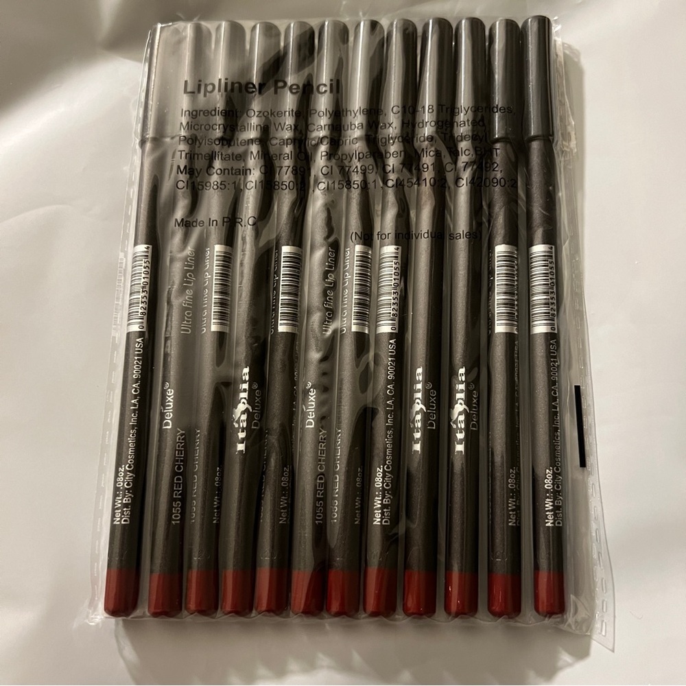 New 12PC Italia Deluxe Ultra Fine Lip Liner Set RED CHERRY